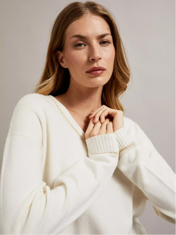 Moodo Dámský svetr zdobený metalickou nití Moodo