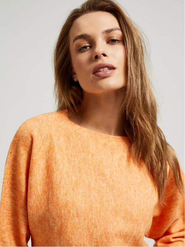 Moodo Oranžový svetr s 3/4 rukávy Moodo