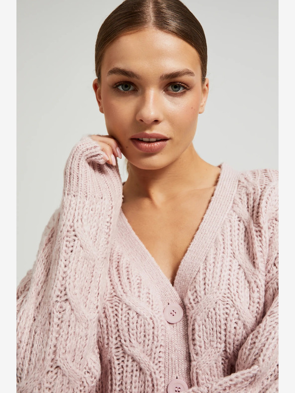 Moodo Světle růžový dámský kardigan Moodo