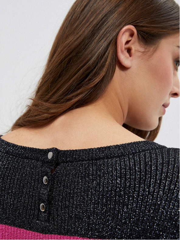 Moodo Černý dámský svetr s metalickou černou nití Moodo