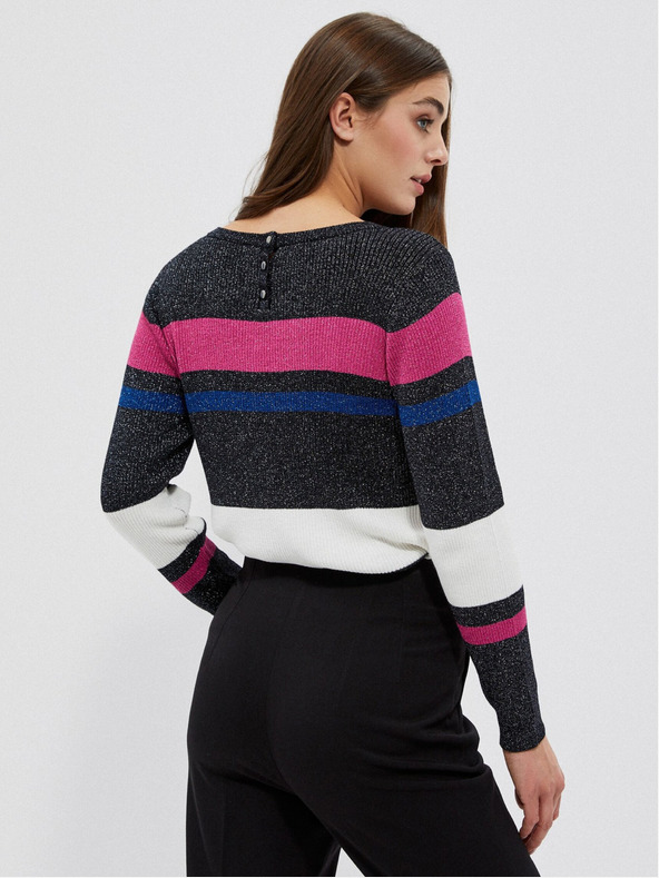 Moodo Černý dámský svetr s metalickou černou nití Moodo