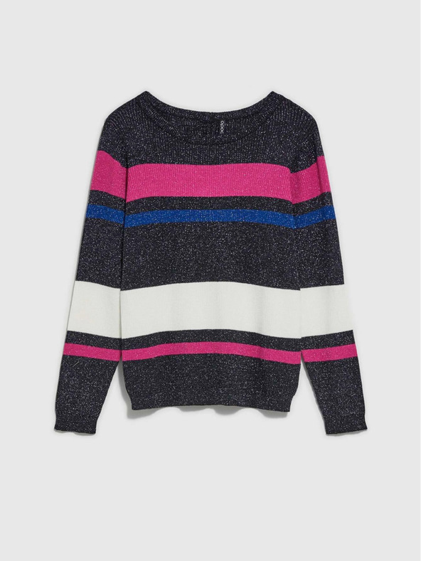 Moodo Černý dámský svetr s metalickou černou nití Moodo