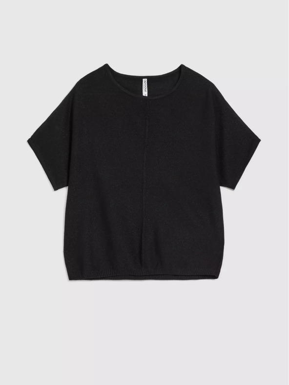 Moodo Černý oversize svetr s krátkým rukávem Moodo