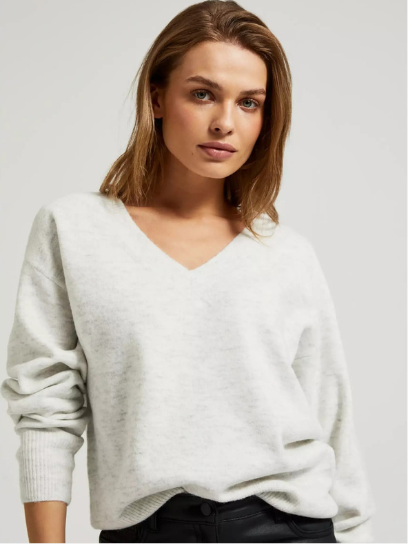 Moodo Dámský svetr s výstřihem V Moodo