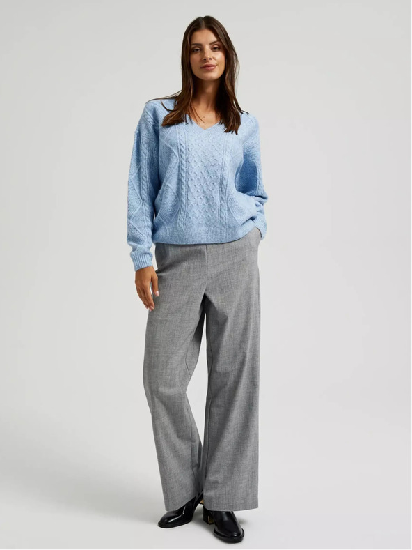 Moodo Modrý svetr s výstřihem do V Moodo