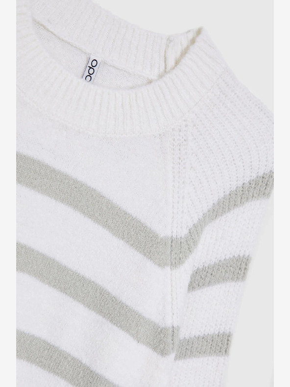 Moodo Šedý pruhovaný bílý svetr Moodo