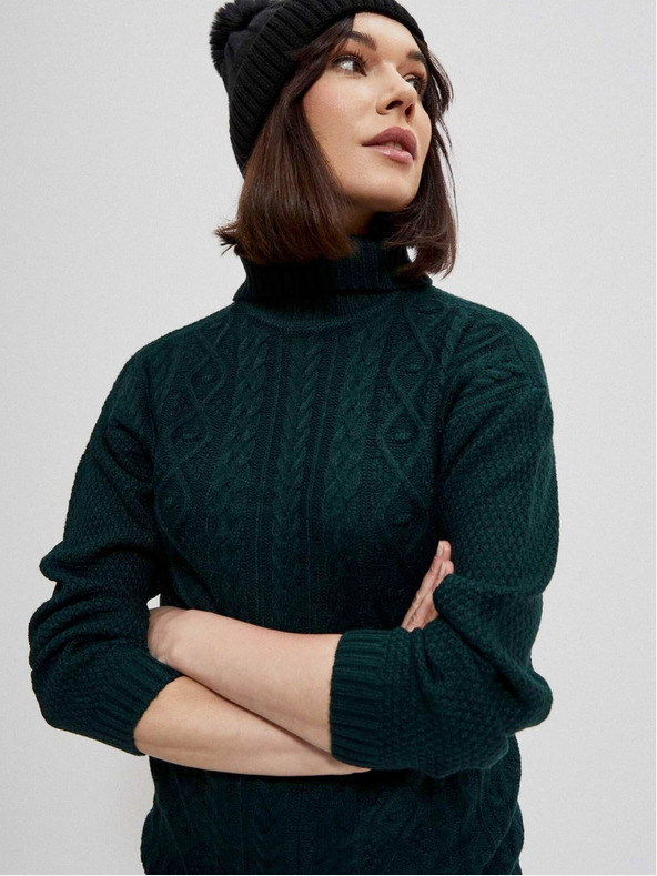 Moodo Tmavě zelený dámský svetr Moodo