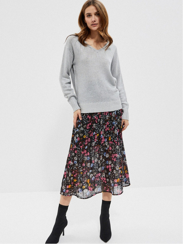 Moodo Šedý dámský lesklý svetr Moodo