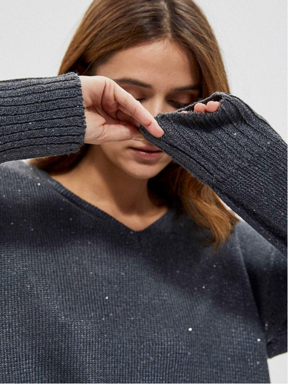 Moodo Šedý dámský lesklý svetr Moodo