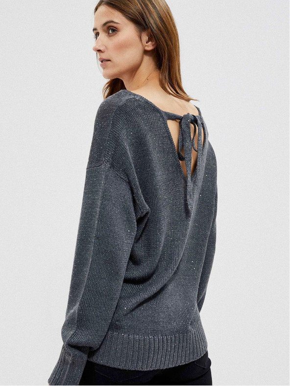 Moodo Šedý dámský lesklý svetr Moodo