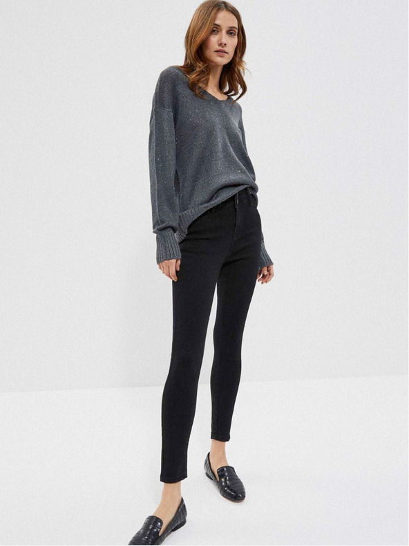 Moodo Šedý dámský lesklý svetr Moodo