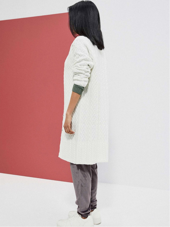 Moodo Bílý dámský dlouhý kardigan Moodo