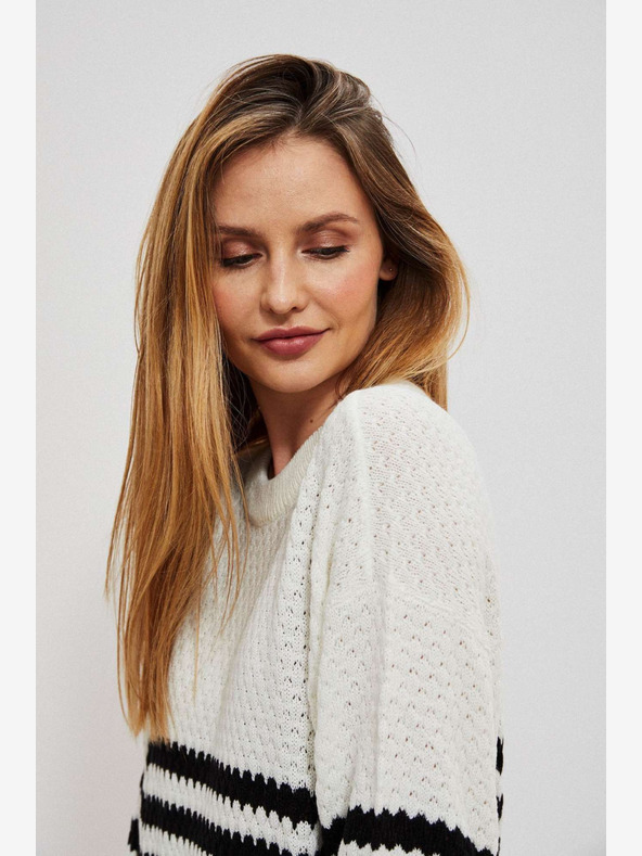 Moodo Černo-bílý dámský pruhovaný svetr Moodo