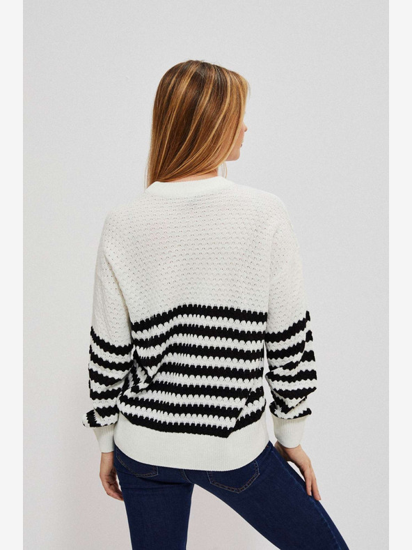 Moodo Černo-bílý dámský pruhovaný svetr Moodo