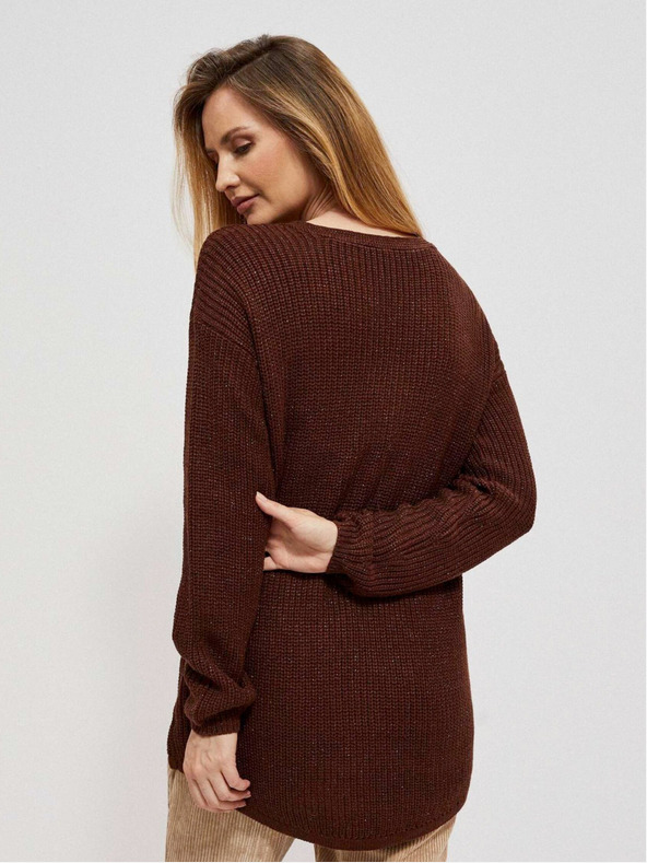 Moodo Hnědý dámský lesklý svetr Moodo