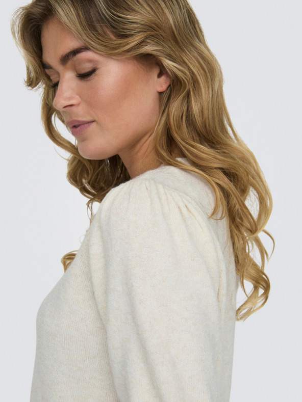 ONLY Béžový dámský svetr s krátkým rukávem ONLY ONLRICA