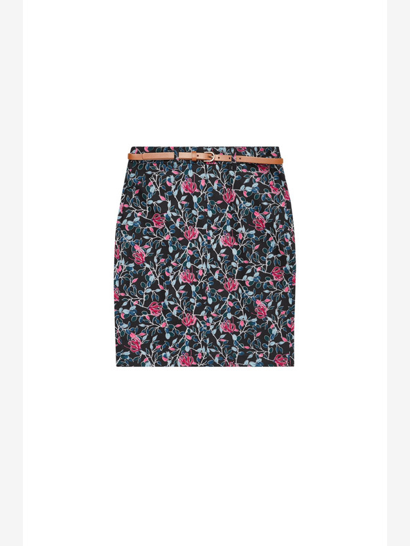 Moodo Tmavě modrá dámská květovaná sukně Moodo