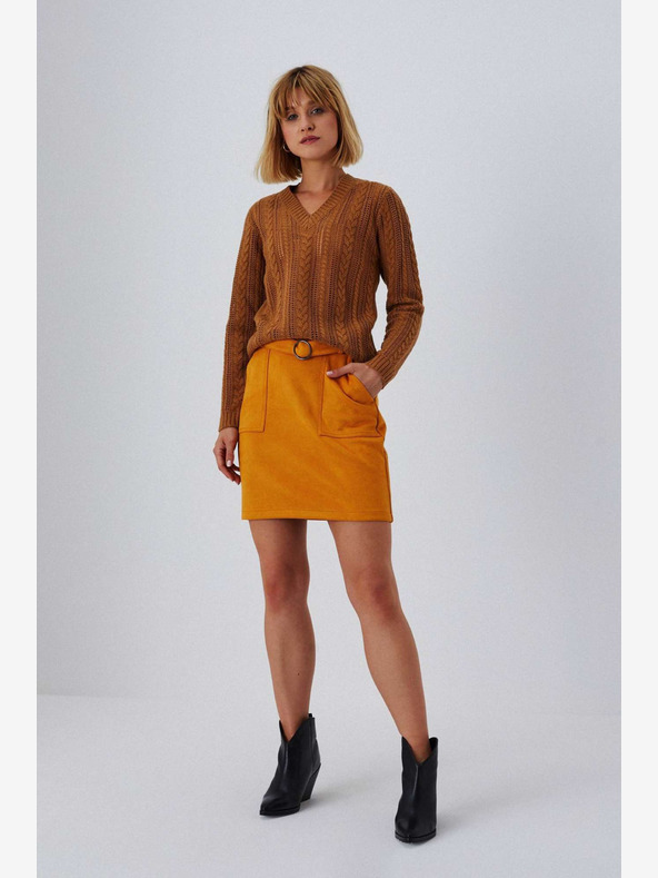 Moodo Oranžová dámská sukně v semišové úpravě Moodo