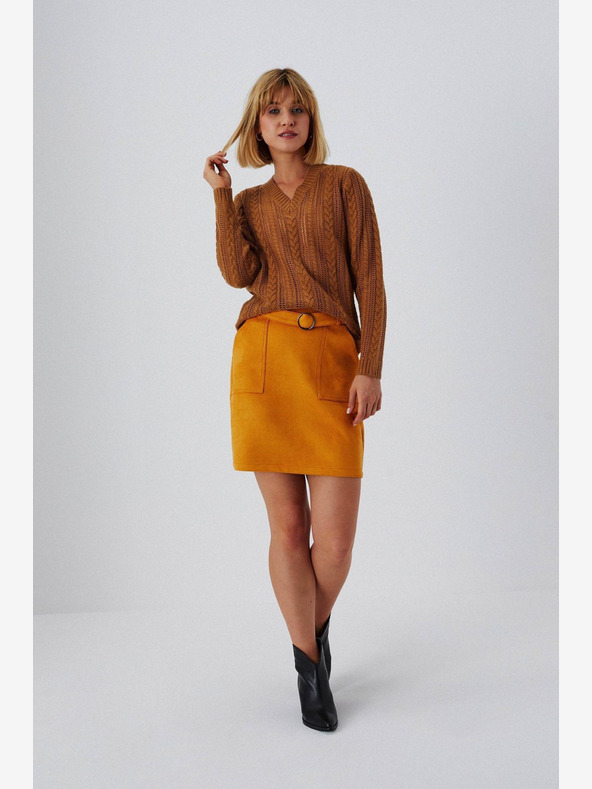 Moodo Oranžová dámská sukně v semišové úpravě Moodo