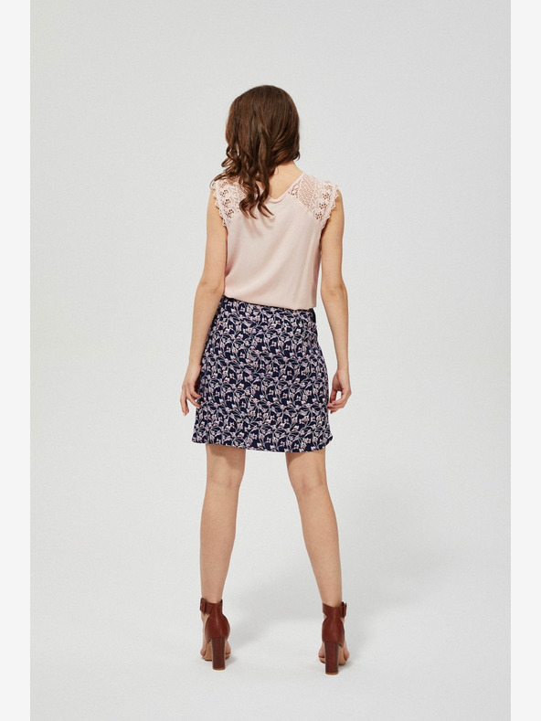 Moodo Tmavě modrá dámská květovaná sukně Moodo