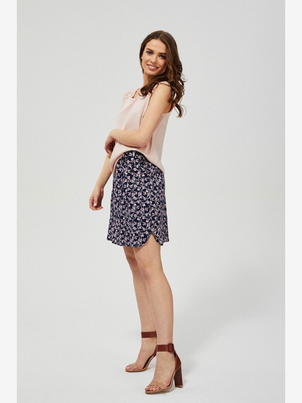 Moodo Tmavě modrá dámská květovaná sukně Moodo