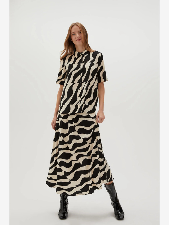 Moodo Béžovo-černá dámská vzorovaná sukně Moodo