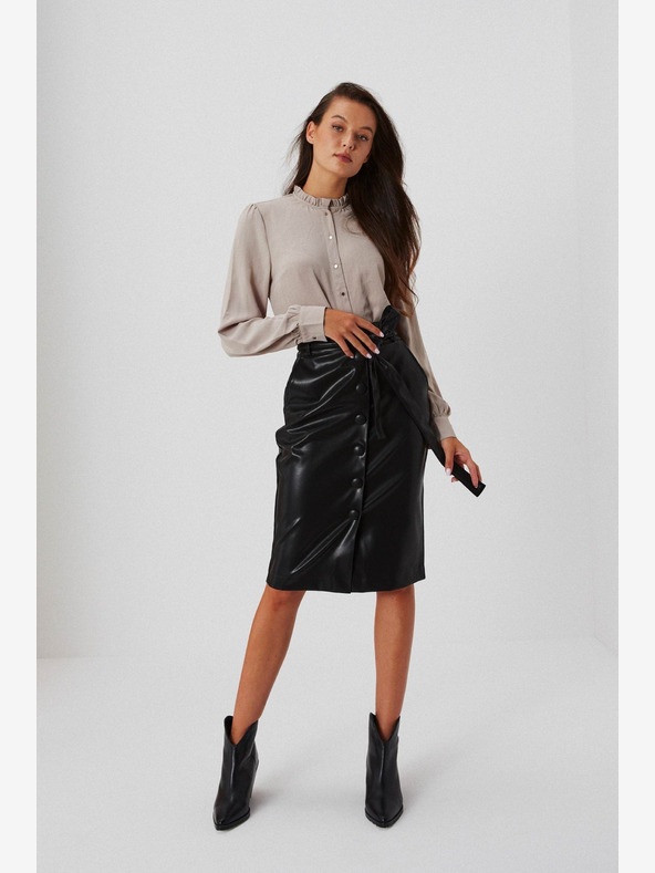 Moodo Černá dámská koženková sukně Moodo