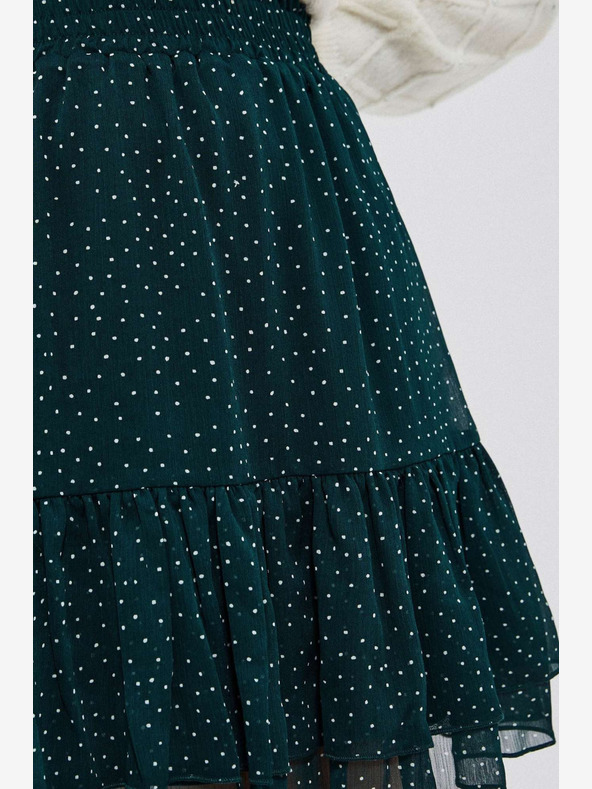 Moodo Zelená dámská puntíkovaná sukně Moodo