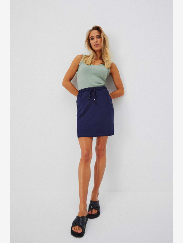 Moodo Tmavě modrá dámská tepláková sukně Moodo