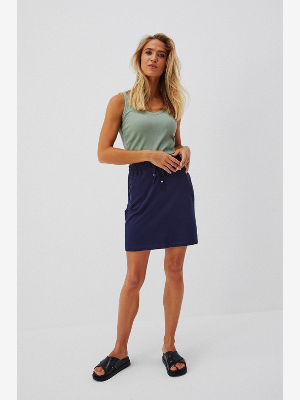 Moodo Tmavě modrá dámská tepláková sukně Moodo