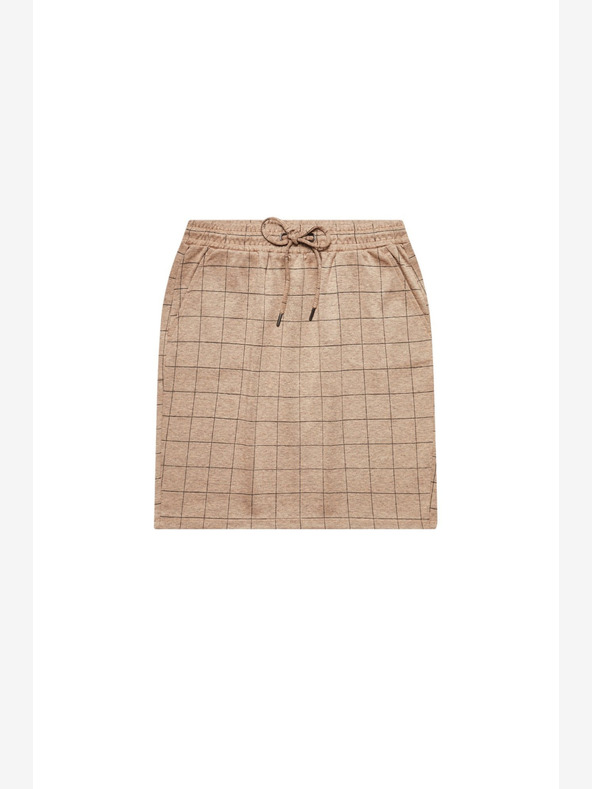 Moodo Hnědá dámská kostkovaná sukně Moodo