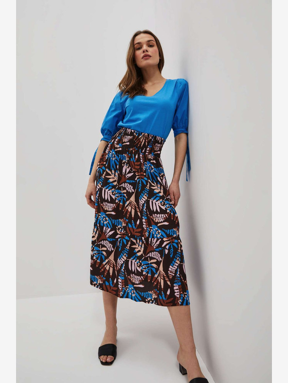 Moodo Modro-hnědá dámská vzorovaná sukně Moodo