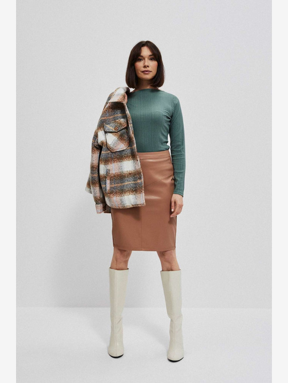 Moodo Hnědá dámská koženková sukně Moodo