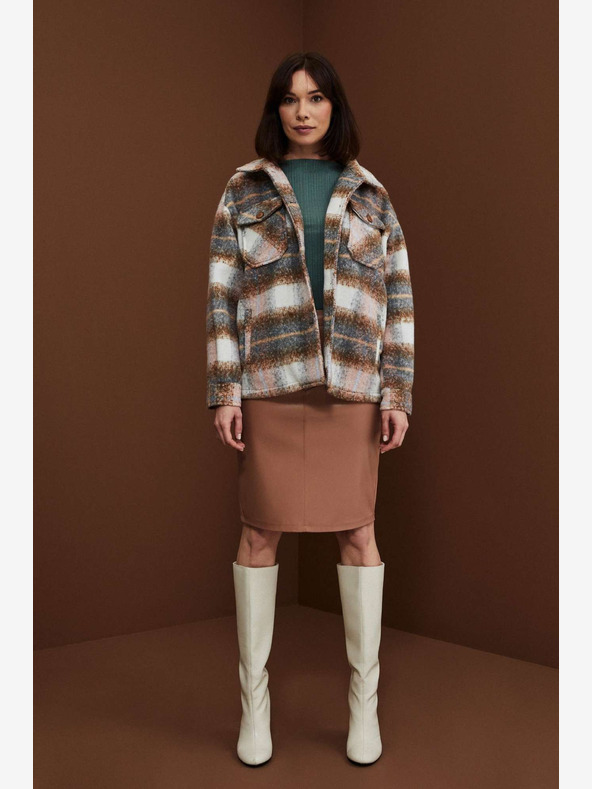 Moodo Hnědá dámská koženková sukně Moodo