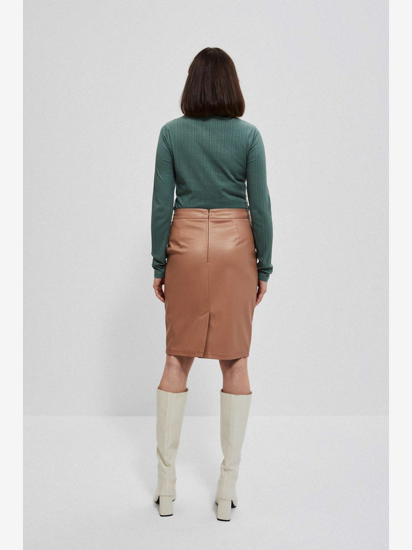 Moodo Hnědá dámská koženková sukně Moodo
