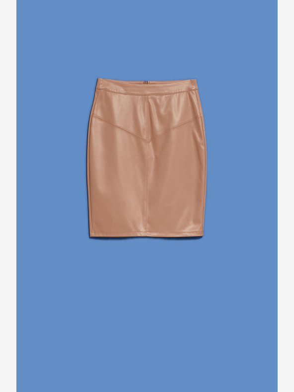 Moodo Hnědá dámská koženková sukně Moodo