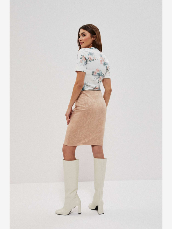 Moodo Béžová dámská květovaná sukně Moodo