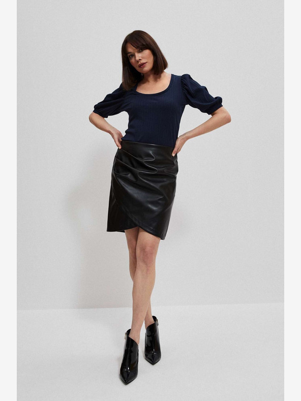 Moodo Černá dámská koženková sukně Moodo