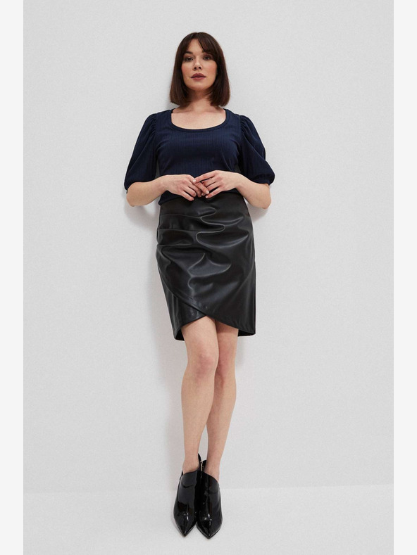 Moodo Černá dámská koženková sukně Moodo