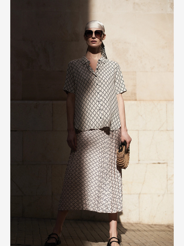 Moodo Béžová dámská vzorovaná plisovaná sukně Moodo