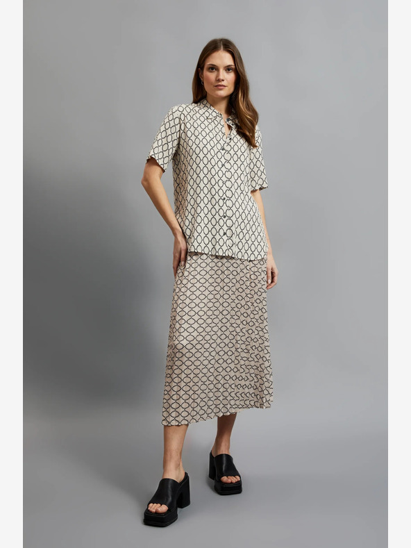 Moodo Béžová dámská vzorovaná plisovaná sukně Moodo