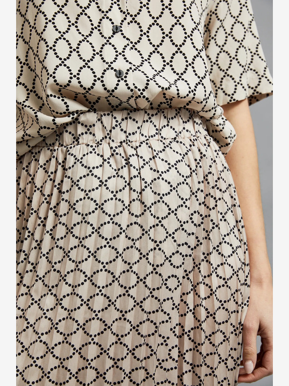 Moodo Béžová dámská vzorovaná plisovaná sukně Moodo