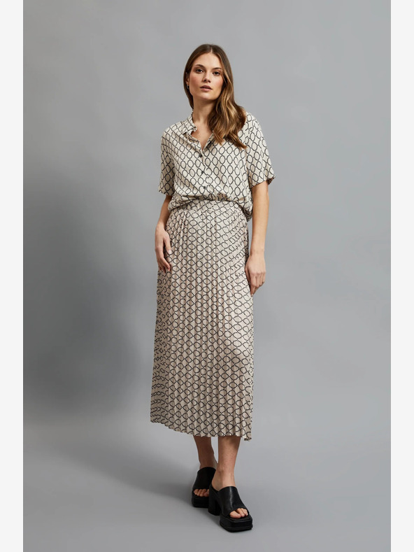 Moodo Béžová dámská vzorovaná plisovaná sukně Moodo