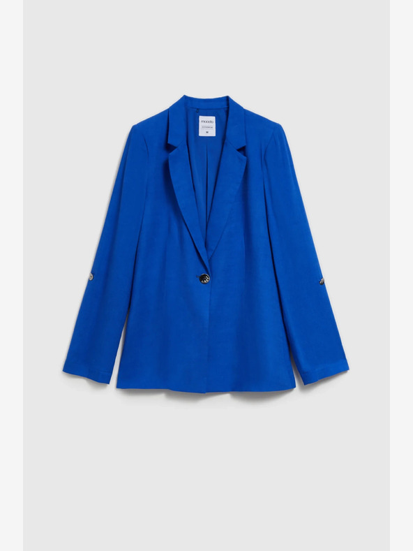 Moodo Modré lněné sako s 3/4 rukávem Moodo