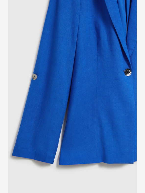 Moodo Modré lněné sako s 3/4 rukávem Moodo