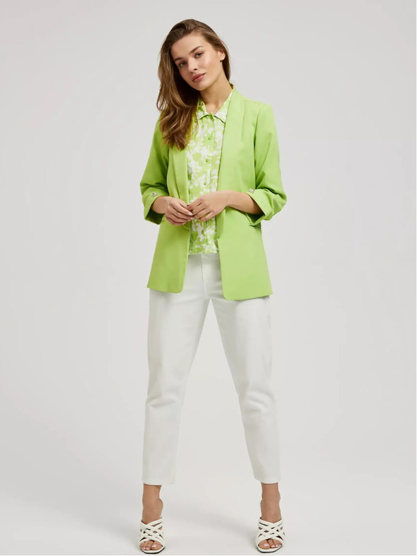 Moodo Zelené sako s 3/4 rukávy Moodo