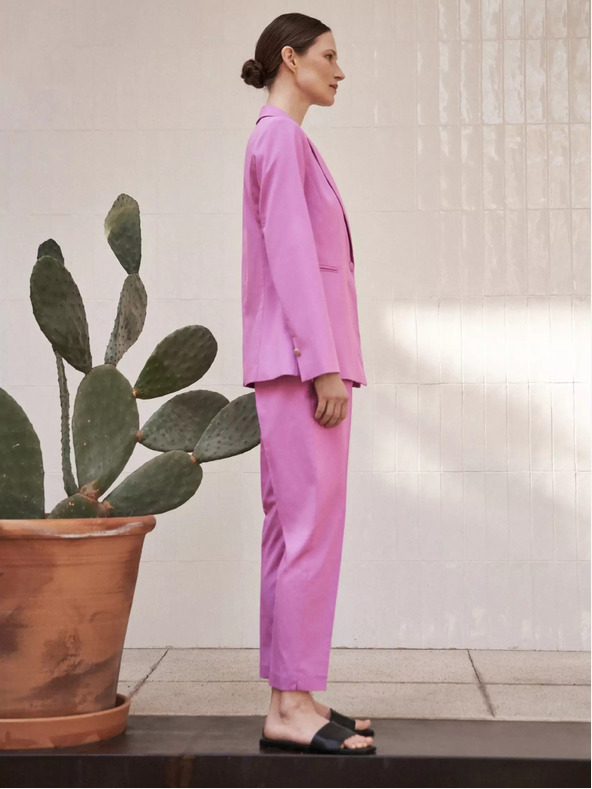 Moodo Růžové jednořadé sako s dlouhým rukávem Moodo