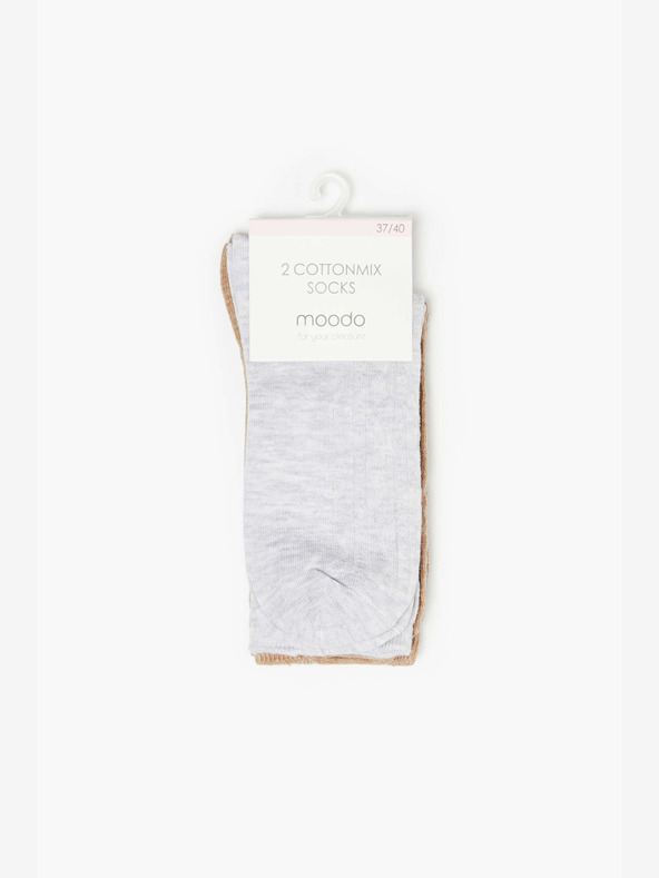 Moodo Sada dvou párů dámských ponožek v šedé a béžové barvě Moodo