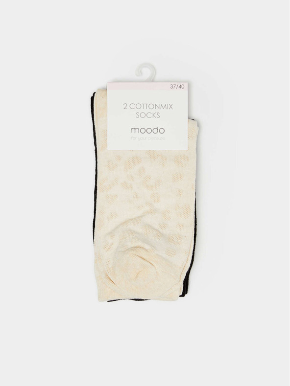 Moodo Sada dvou párů dámských ponožek černé a béžové barvě Moodo