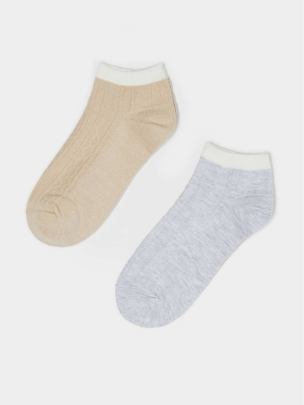Moodo Sada dvou párů dámských ponožek v šedé a béžové barvě Moodo